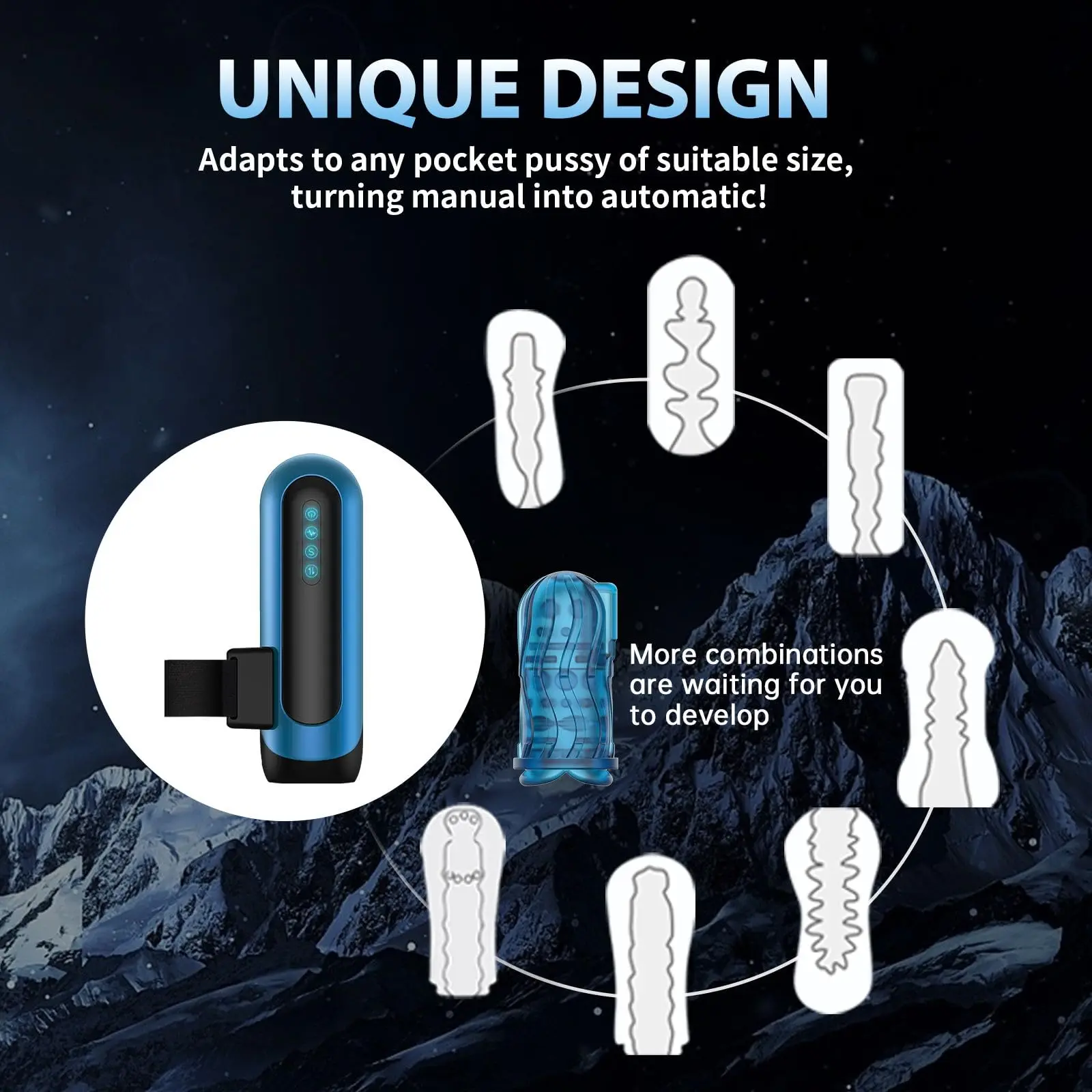 مهبل جيب قابل للتبديل جهاز استمناء ذكر آلي مع 6 أنواع من المكبس و5 أوضاع تغيير السرعة ألعاب جنسية للبالغين #4
