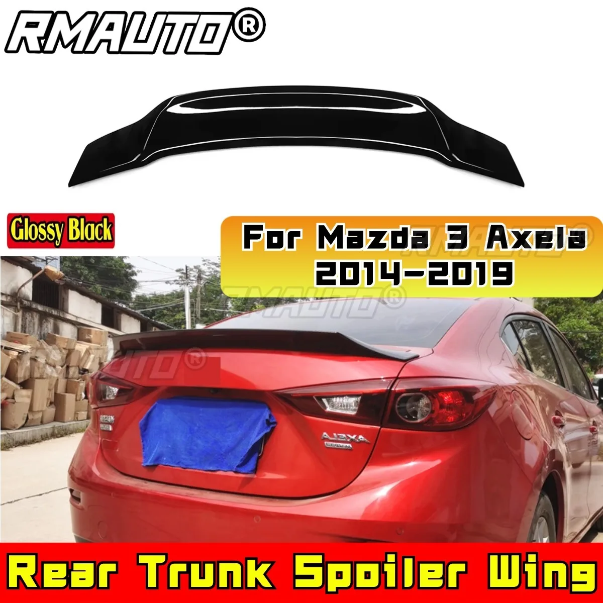 For Mazda 3 Axela 2014-2019 Car Rear Spoiler Rear Trunk Spoiler Wing Rear Trunk Spoiler Body Kit Car Accessories