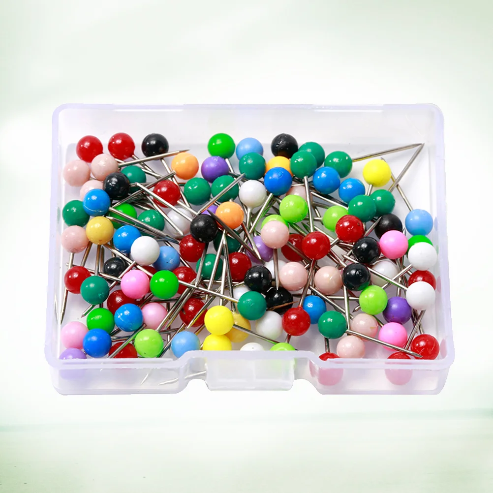 100 pz/scatola 4MM Set Da Cucire FAI DA TE Colorato di Plastica Perla Sfera Testa Dritto Accessori di Abbigliamento Ago per la Decorazione Artigianale Dressma