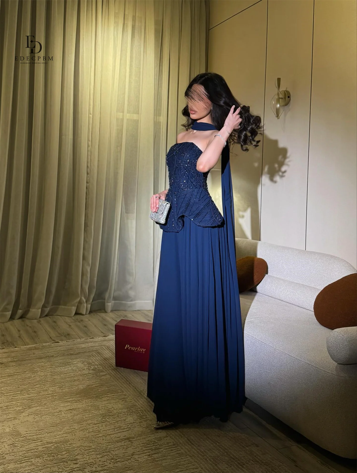 EDECPBM فساتين سهرة Выпускные платья для особых случаев Роскошные женские вечерние платья с открытыми плечами из шифона по индивидуальному заказу