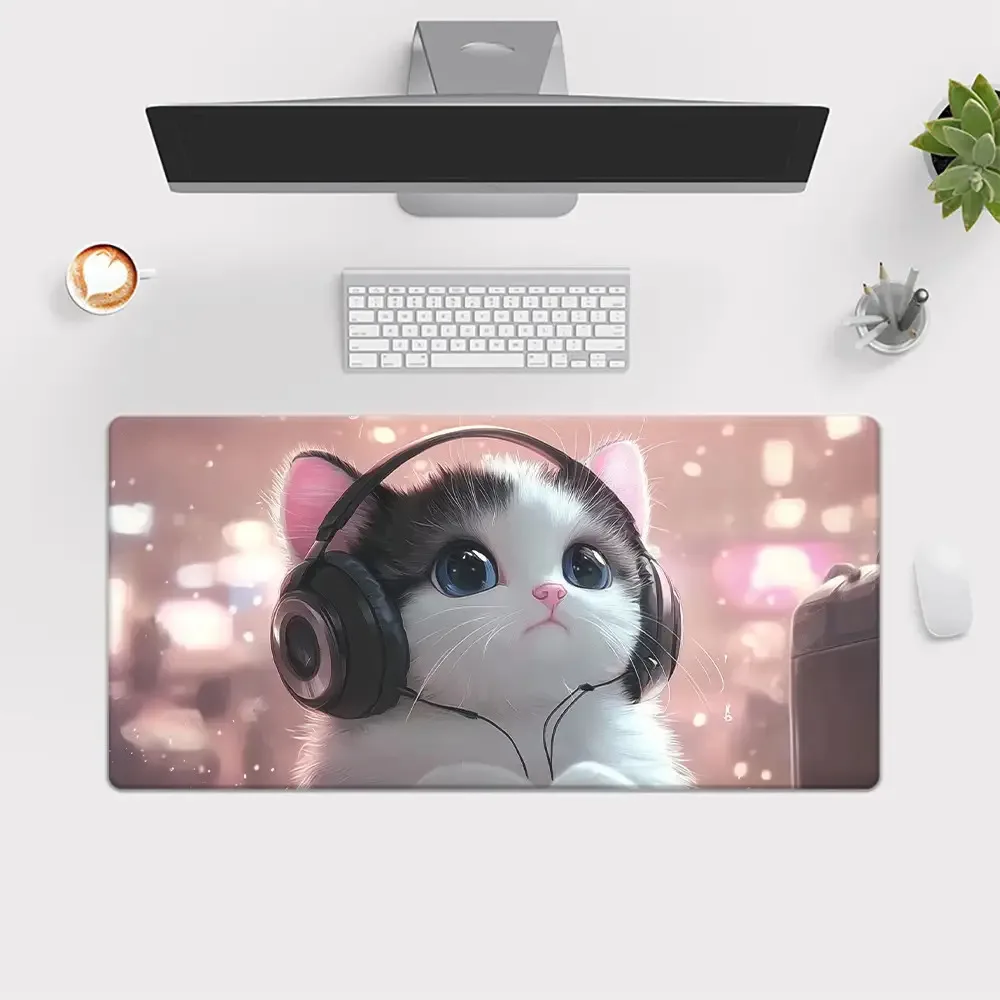 

Mousepad designed for cats wearing headphones is made of universal rubber for work and gaming, which is anti-slip and washable