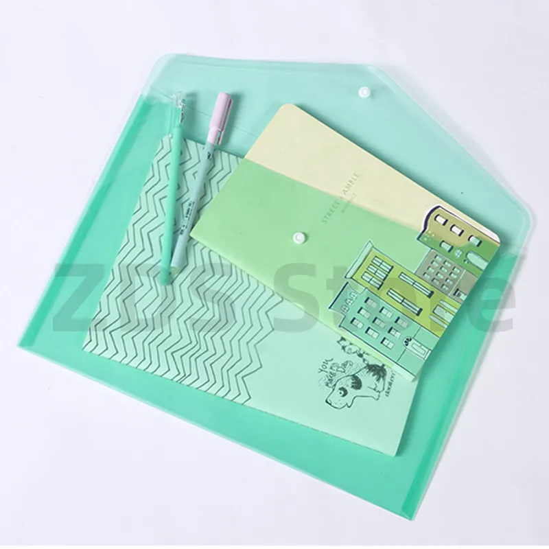 A4 10Pcs Plastic Knop Bestandsmap Student Test Papier Opslag Pouch Voor Documenten Organisator