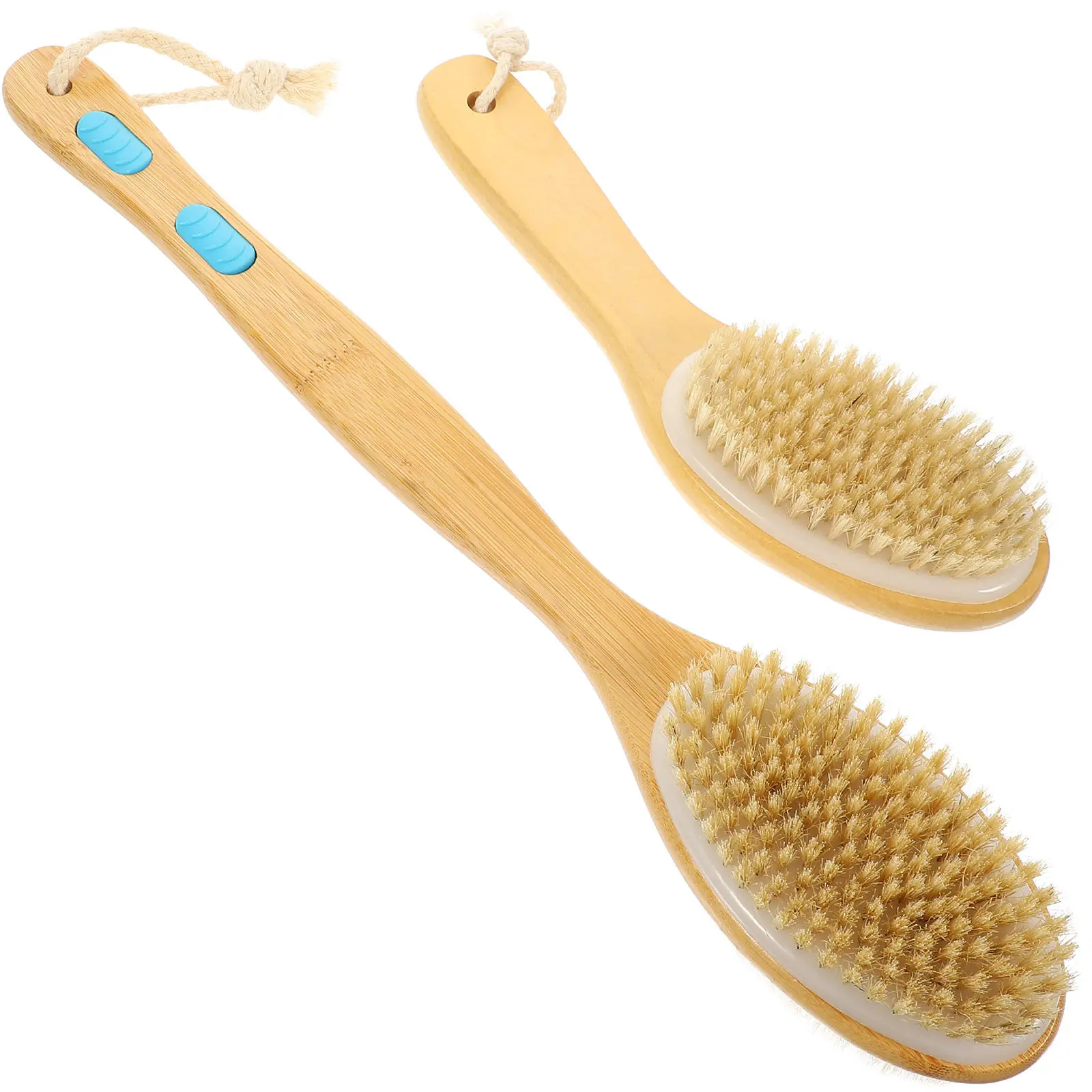 

2pcs Long Handle Shower Brush Bristle Body Scrubber Exfoliating Back Washer Portable Bathing Tool Bathroom Supplies