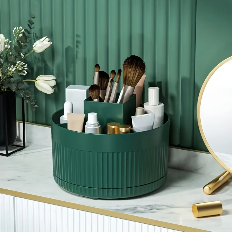 Rotating Desktop Storage Box Cosmetic Brush Organizer Tube Table Dresser Eye Shadow Brush Pen Holder for Home Organization view 6