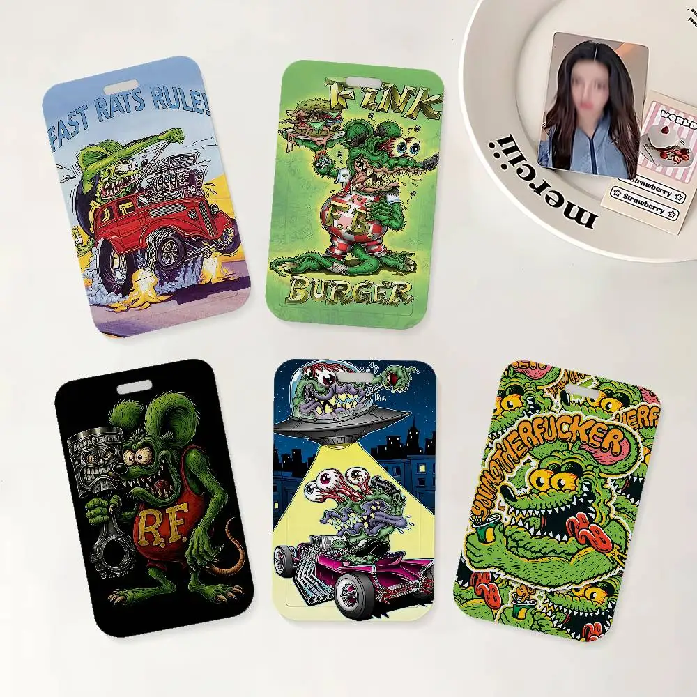 

Держатель для удостоверений личности с изображением мультяшного персонажа R-Rat F-Fink, с ремешком на шею, для офиса, школы, для именных карт и удостоверений