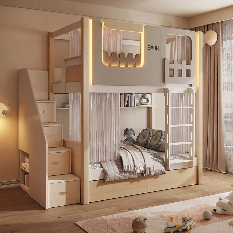 Full solid wood bunk Adult high and low Children's  Solid wood wardrobe bunk  Treehouse B & B