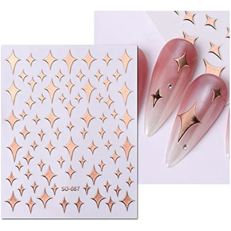Pegatinas de estrellas de colores para uñas, calcomanías autoadhesivas plateadas, suministros para uñas, accesorios de decoración de diseño de uñas, 9 piezas