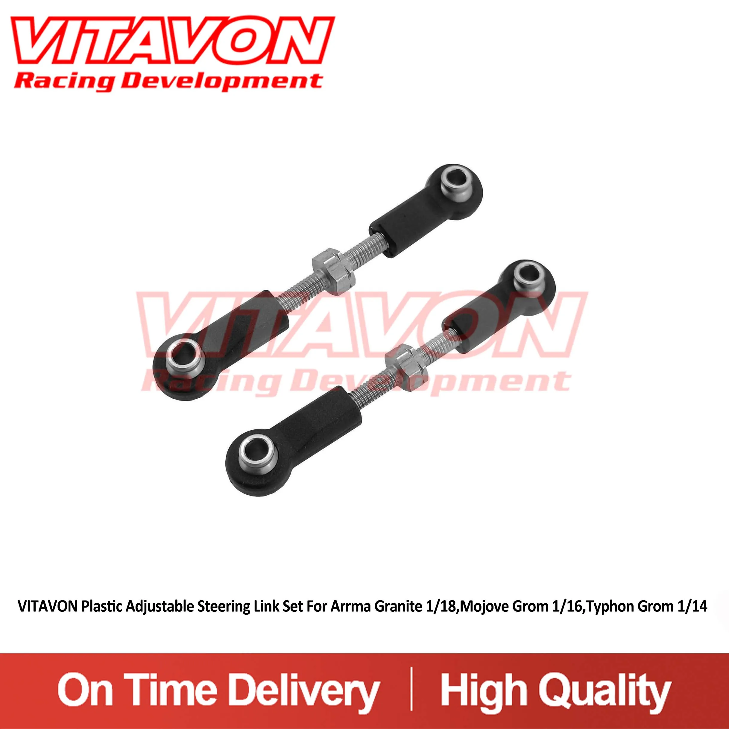 VITAVON PlastiVITAVON Plastic Adjustable Steering Link Set For Arrma Granite 1/18,Mojove Grom 1/16,Typhon Grom 1/14