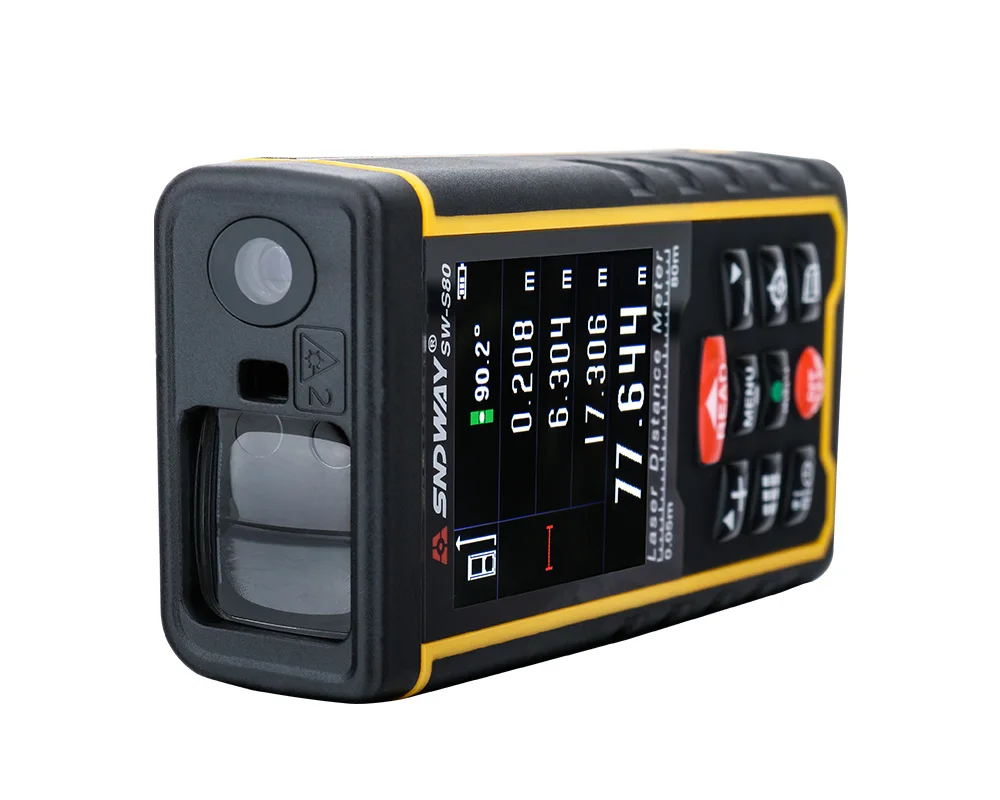 SNDWAY SW-S80 misuratore di distanza Laser digitale fotocamera ricarica USB telemetro portatile con schermo colorato telemetro