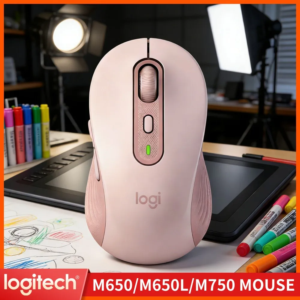 Logitech M750 Signature Wireless Mouse - Soft Grips, Custom Shortcuts, 90% Noise Reduction, 10M Range, Work Tool