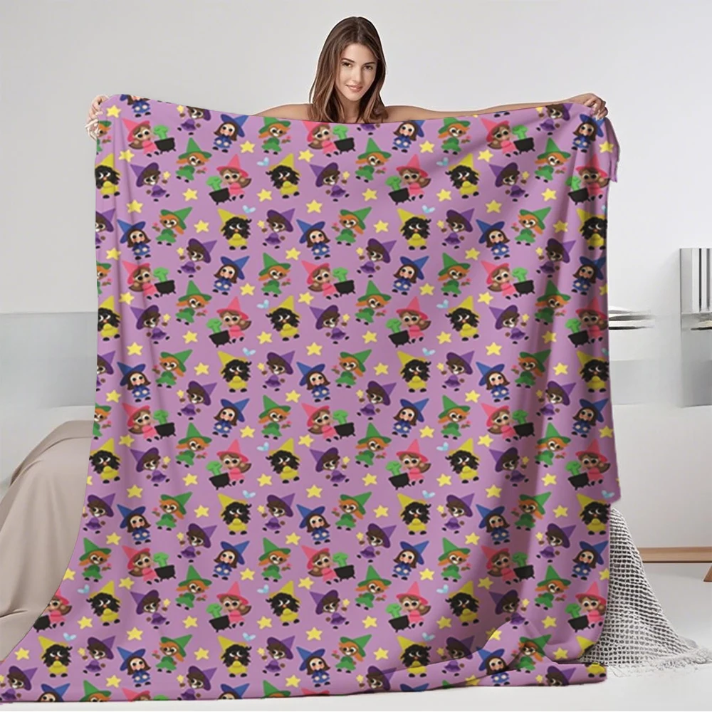 

Anti-pilling Flannel Soft Blanket Cute Halloween Witch Pattern Tropical Design Quilted Bed Runner Comforter Eco-friendly