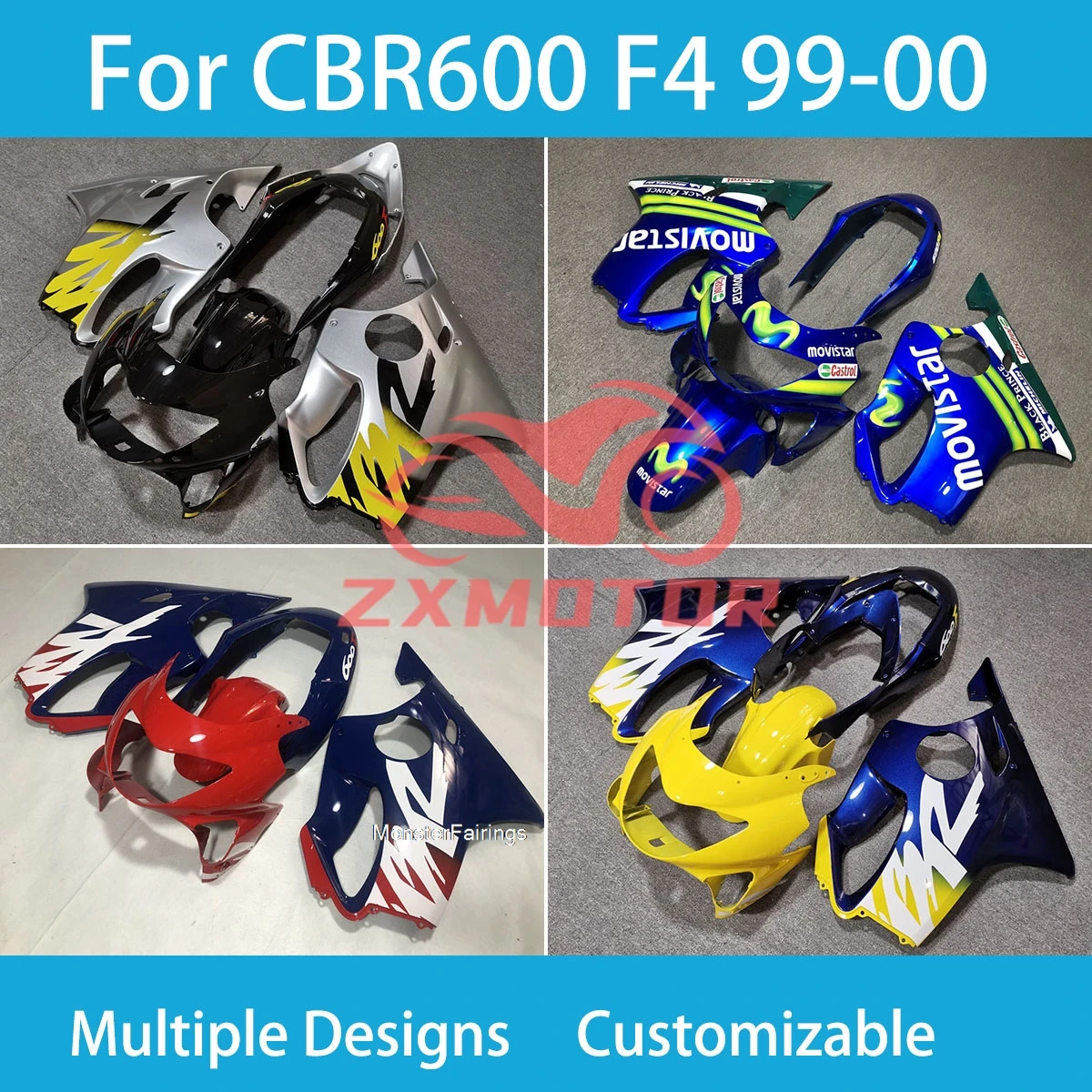 

Лучший уникальный комплект обтекателей CBR600 F4 99 00 ZXMT, окрашенные обтекатели, литье под давлением, подходит для Honda CBR600F4 1999 2000