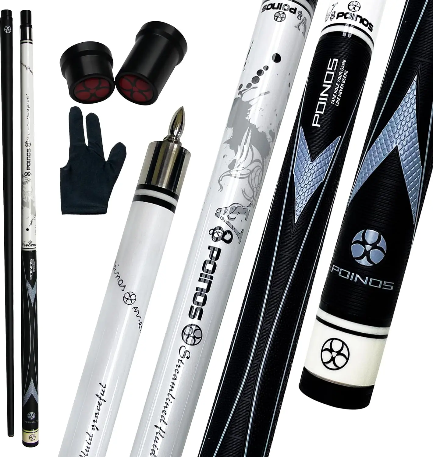 

Carbon Fiber Pool Cue stick - 13mm Tip Bullet Lock 58.7in Split Stick,19-21oz