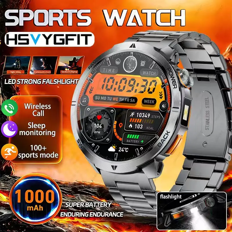 

Новые военные смарт-часы 2026 года, аккумулятор 1000 мАч, точно записывают шаги при занятиях спортом на улице, лучший мужской смарт-часы в подарок для любителей спорта