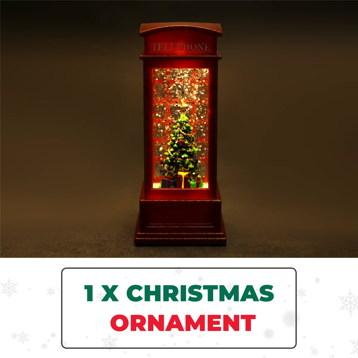 ABIYY-Christmas Lantern Snow Globe Lantern Christmas Water Glittering Snow Telephone Booth for Festival for Kids, Tree