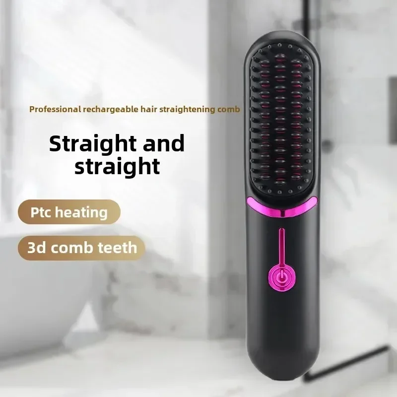 Portable Electric Comb Multi-functional Wireless Hair Straightener Comb Straightening Negative Ion Anti-ironing Hot Air Brush