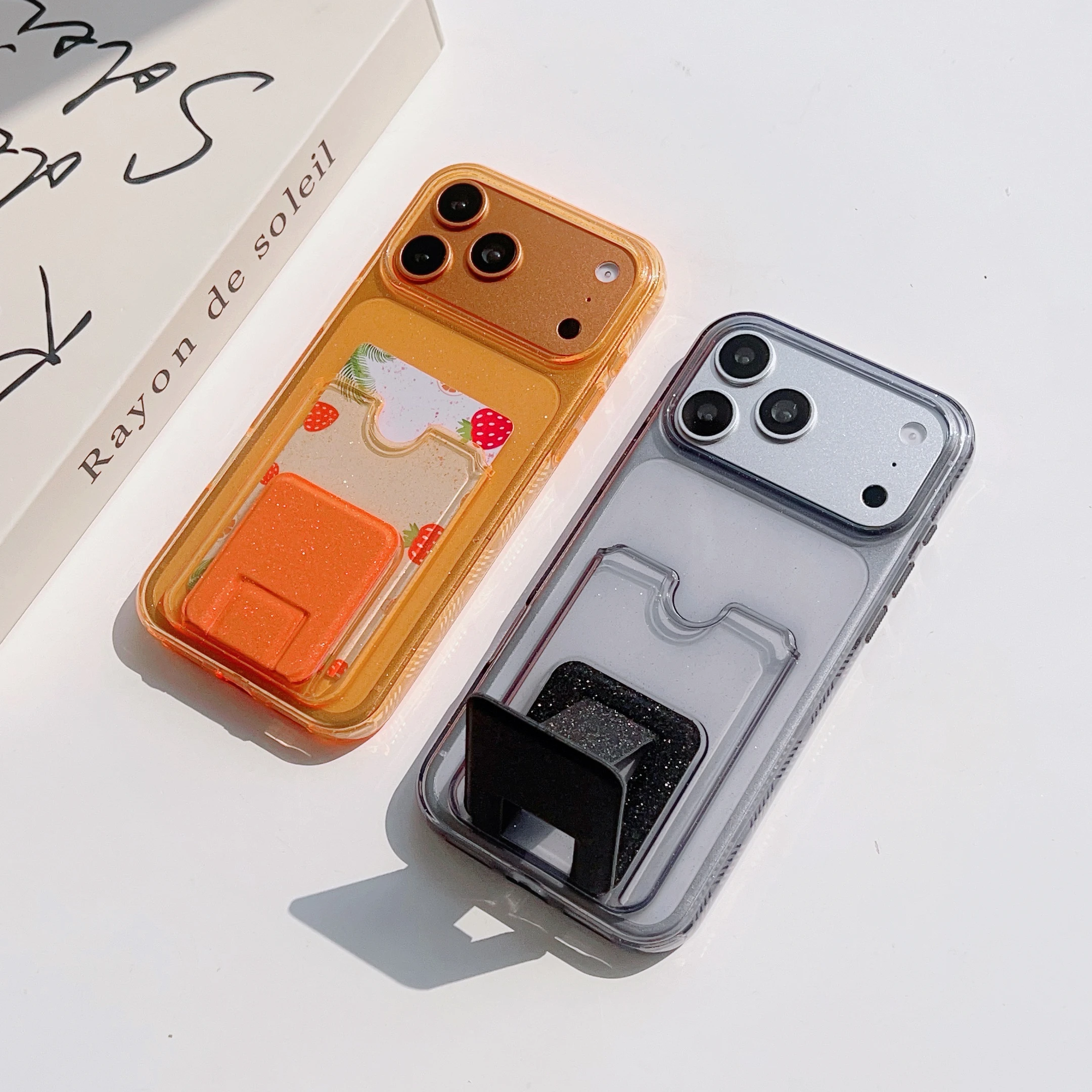 Luxuriöse Kartenhalter-Brieftasche mit Glitzer-Handyhülle für iPhone 17 Air 16 15 14 13 Pro Max Plus, Foto-Slot-Tasche, Halterung, Rückabdeckung