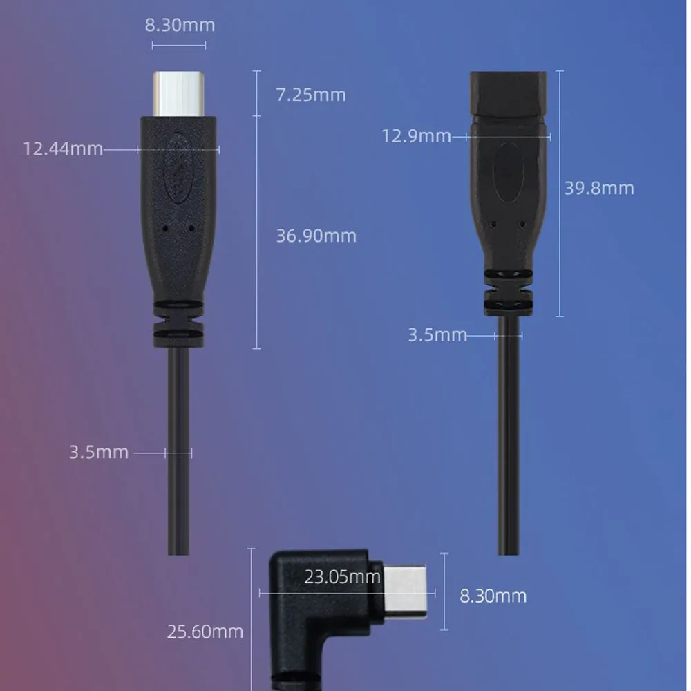 1Pcs DIY Repair Welding Cable 2 Wire 4 Wires Type C USB 2.0 Elbow Head Male Female Jack 4Pin/2Pin Type-c Male Extension Cable 6