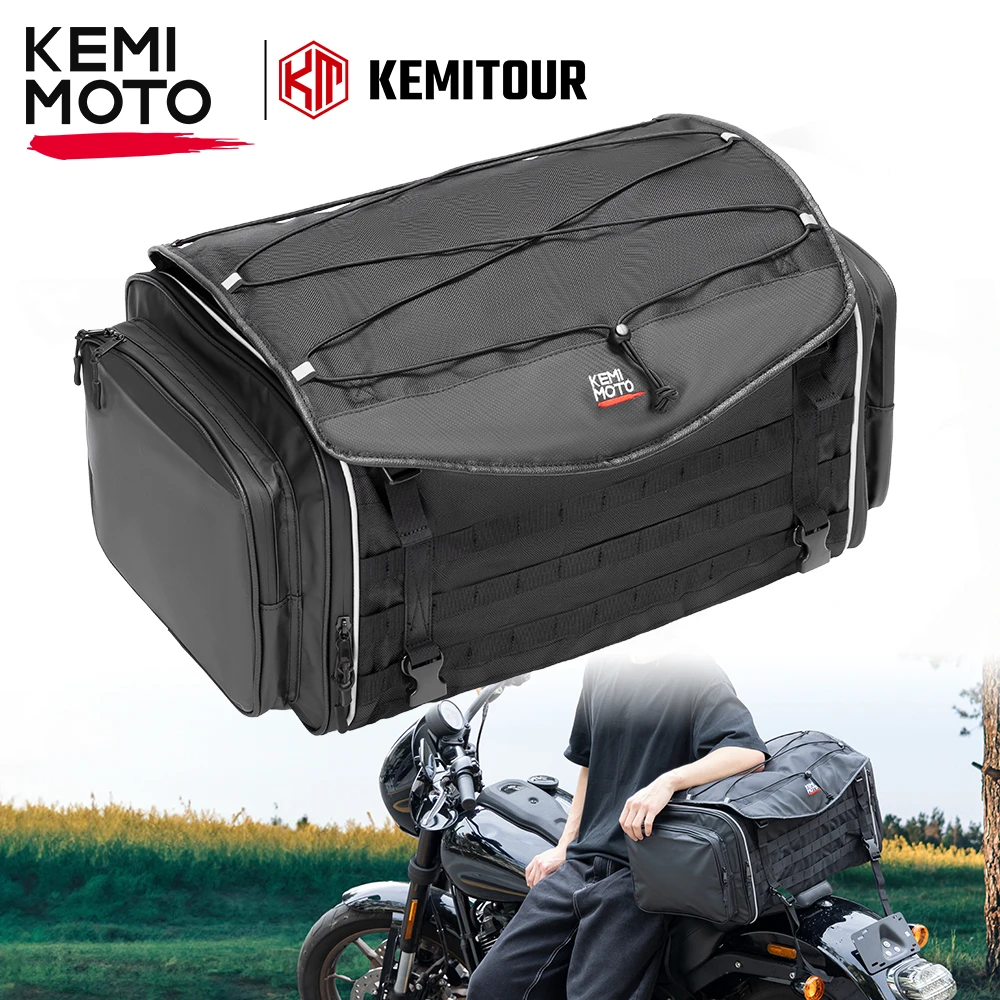 

Motorcycle Seat Tail Bag Expandable Rear Rack Travel Luggage Bags with Rain Cover Rear Seat Bags for CBR400R Ninja GSX V-STROM