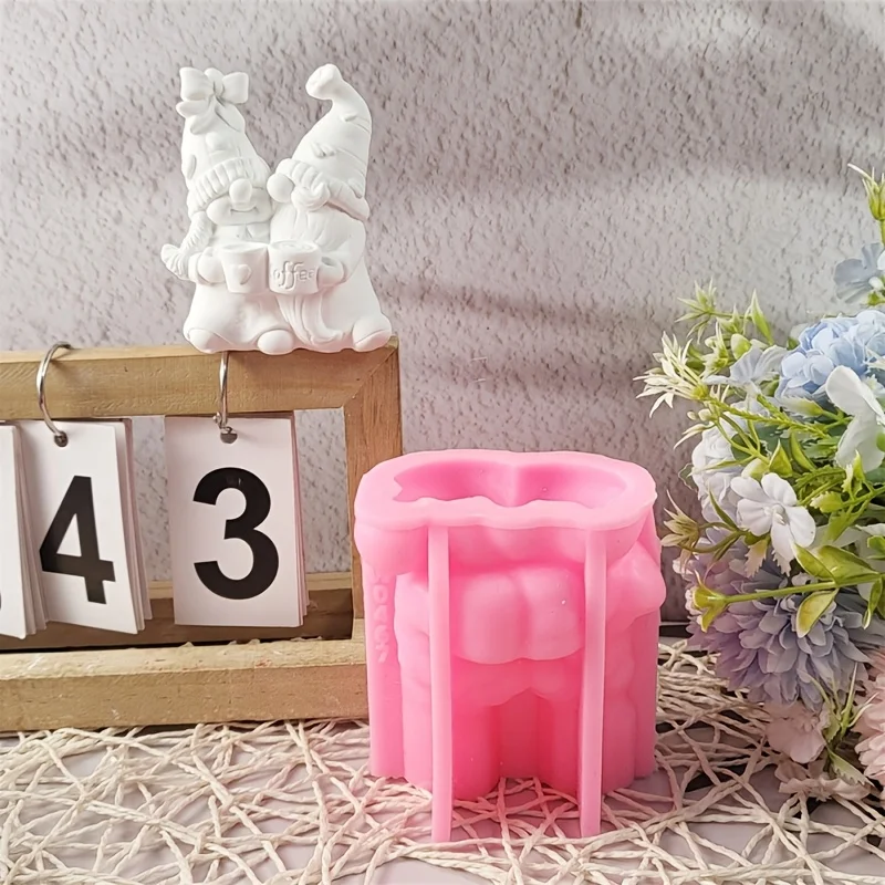 قطعتان من قالب السيليكون لعيد الحب للشموع ثلاثية الأبعاد، تماثيل الجص، ديكور المنزل من راتنجات الإيبوكسي