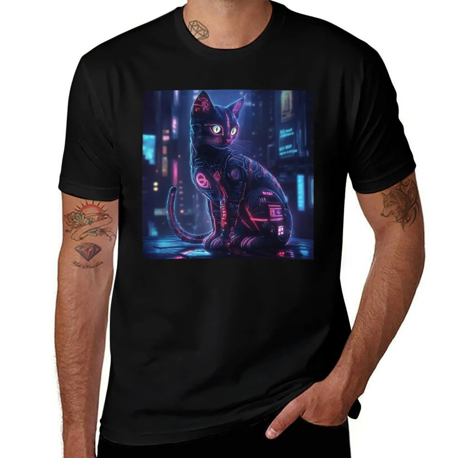 

Cyberpunk Cat T-Shirt Personalized t-shirt football t shirt vintage graphic tee funny t shirts for men