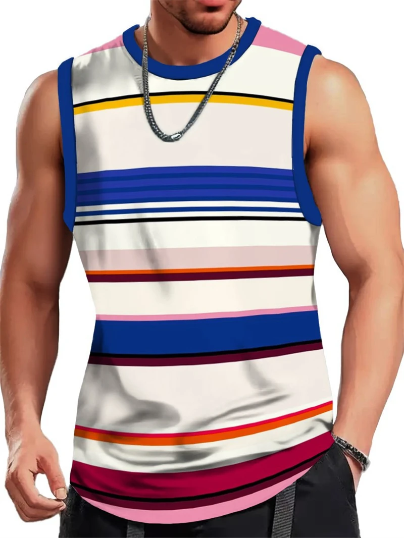 Vintage Rainbow Flowers 3D Print Tank Top Men Women Vacation Party Fashion Casual Y2k Clothing Oversized Sleeveless T-shirt Vest image 5