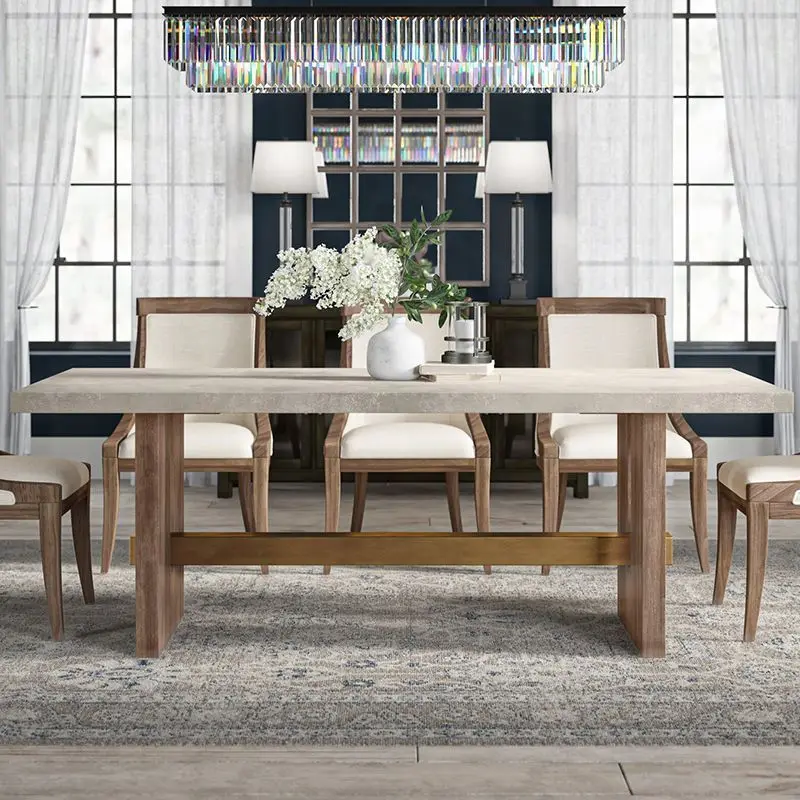 

Solid wood creative dining small apartment old long simple retro light luxury long office conference table