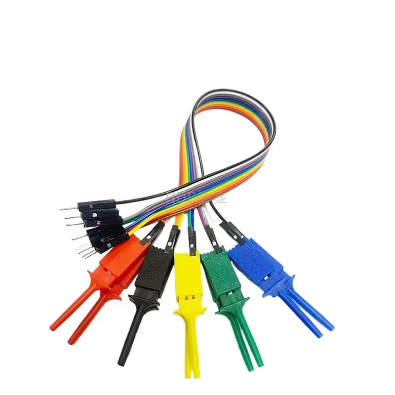 20/30CM Test Hook Clip Logic Analyzer Cable Gripper Probe Jumper Wire Clamp Kit Yellow/Red/Black/Green/White/Blue