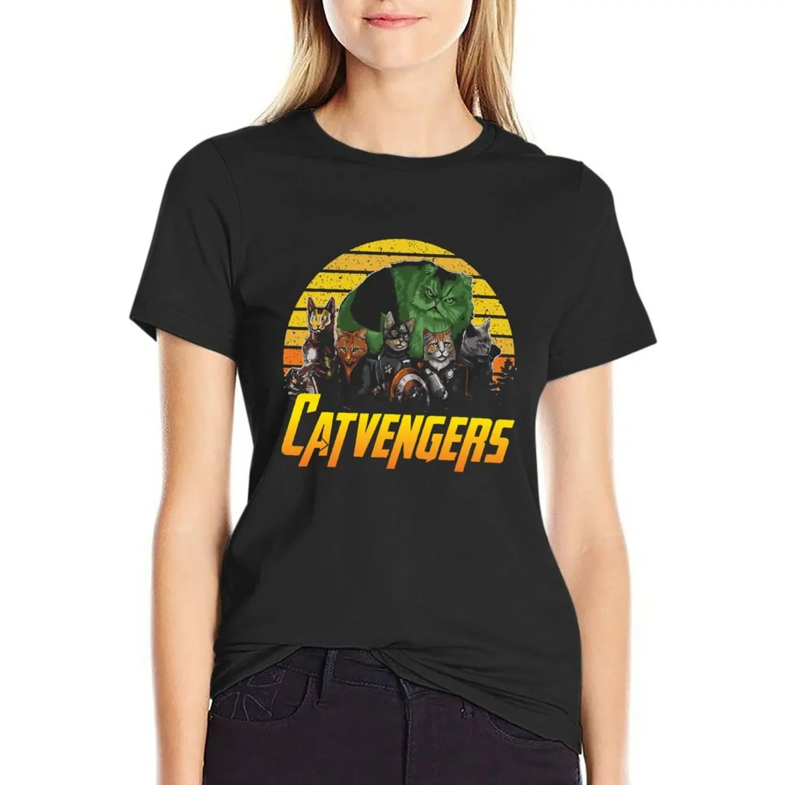 

Retro Vintage Catvengers Gift Cat Lover Mom Dad Kid T-Shirt animal print tees animal prinfor t shirt dress Women