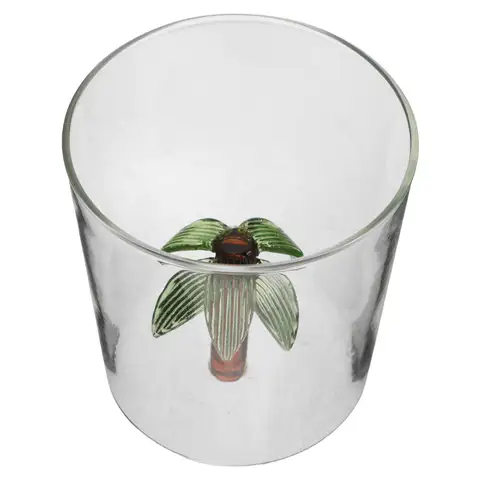 Coconut Tree Glass Cup 3D Tropical Design Hawaiian Luau Party Cup Summer Beach Drinking Glassware Coconut Favor Cups
