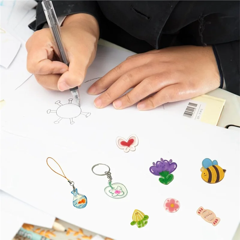

Exquisite-146PCS Shrink Sheets Kit,Shrink Paper Keychain Kit With 25PCS Shrink Paper 121PCS Open Iron Ring,Hole Punch