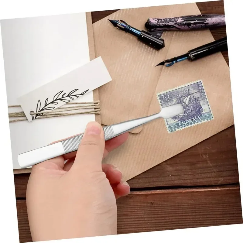 Stainless Steel Flat Wide Tip Tweezers Duckbill Gripping Tool for Stamps Paper Jewelry Collecting Non-slip Flat Mouth Pliers - view 3