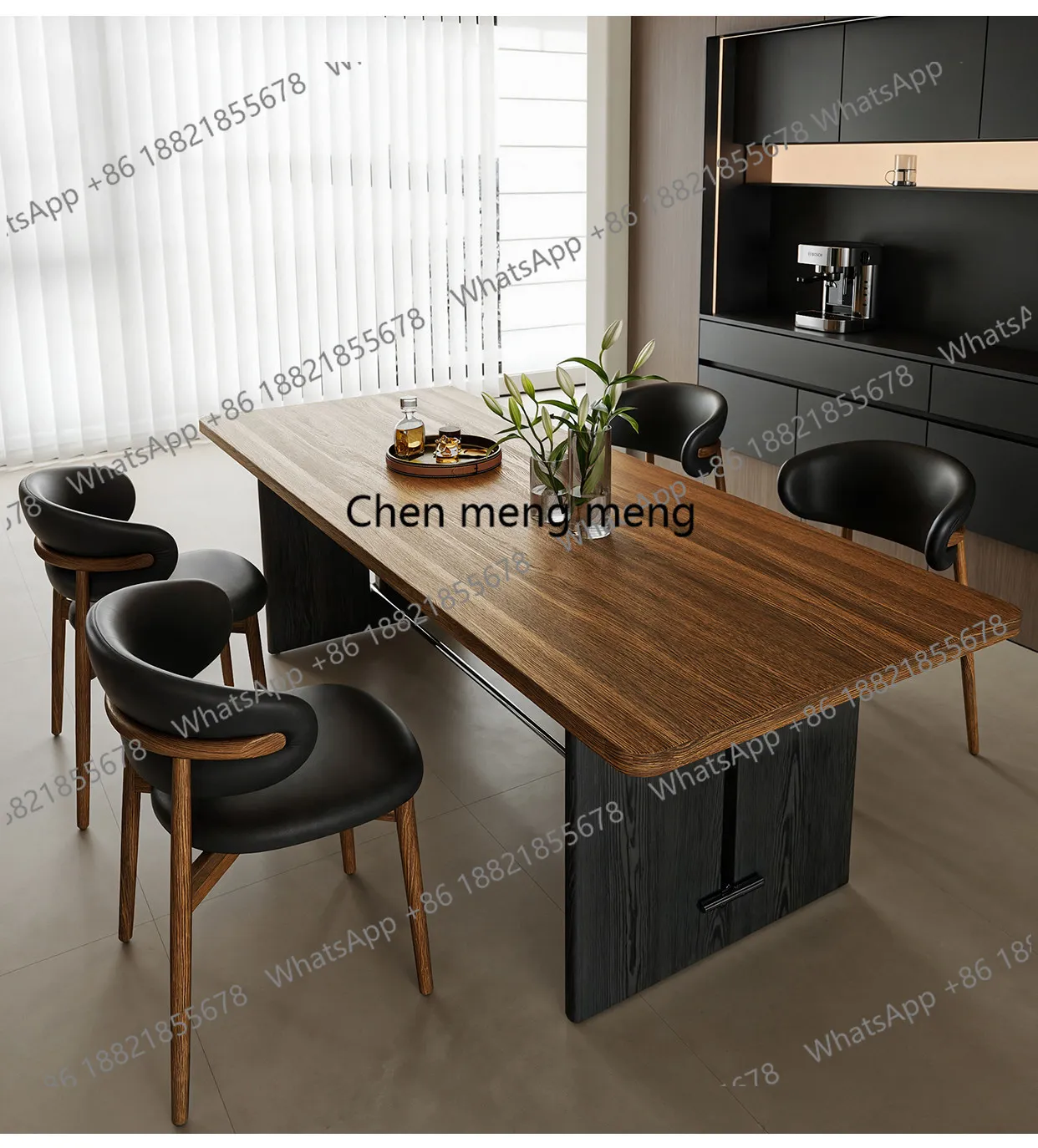 

/Simple desk retro rectangular small apartment walnut medium and antique rock slab dining table and chair combination