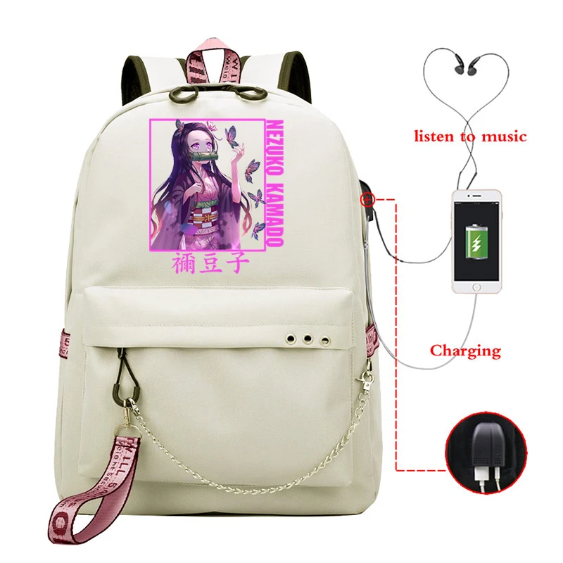 Demon Slayer School Bag for Student Fun Manga Design Backpacks School Bags Hiking Bags Female Demon Sister Bags Trekking Travel