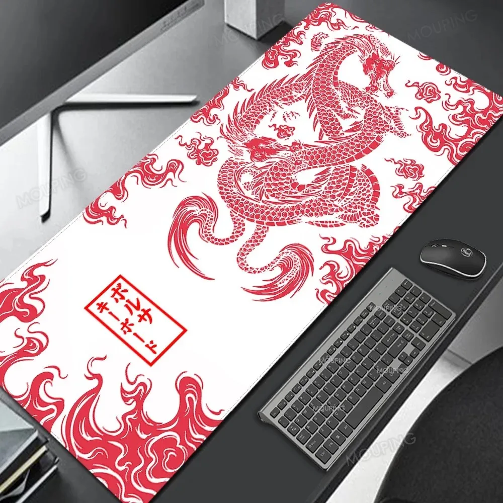 

VIKAMA Mouse Pad Desk Mat Purple Black Japanese Dragon Flame Dark Style Gaming Large Non Slip Base Stitched Edges