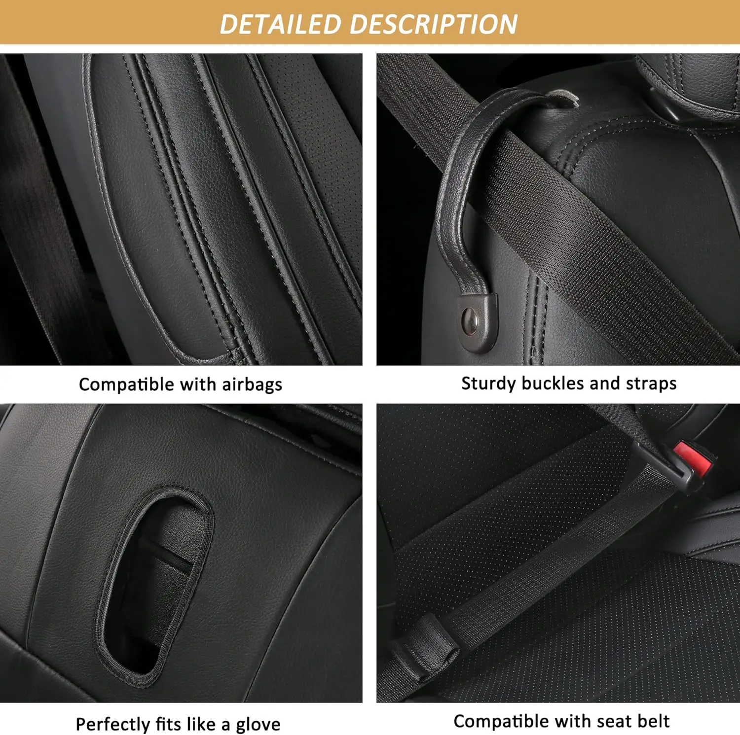 Fundas protectoras para asiento de coche, cubierta para Ford Mustang Coupe Hardtop 2015, 2016, 2017, 2018, 2019, 2020, 2021, 2022, 2023, 2024