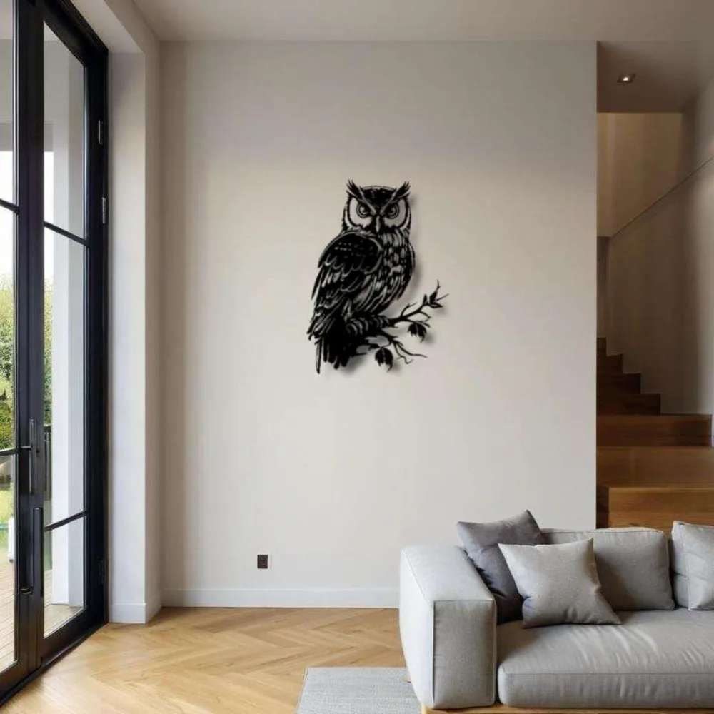 Metal Wall Art Owl Statue 1pc: Unique Outdoor Garden Decor, Nature-Inspired Gift for Home Bedroom Living Room view 5