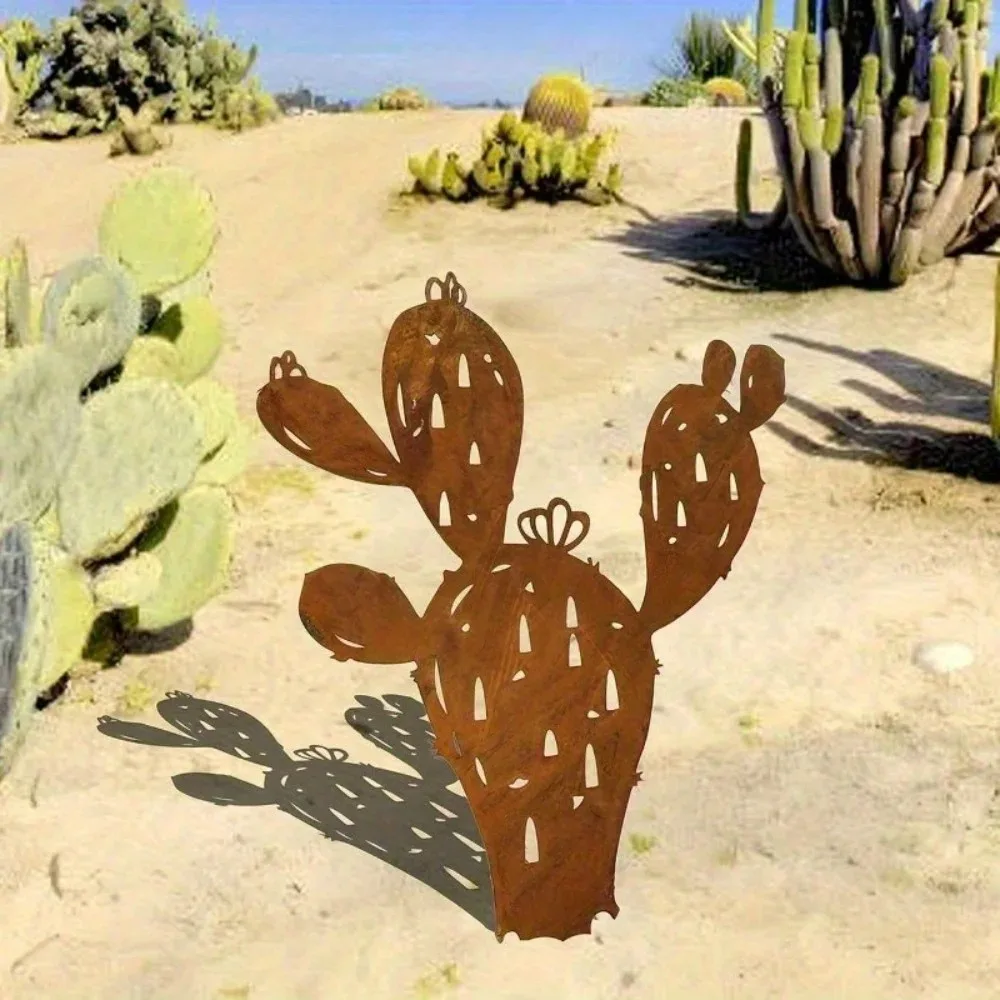 CIFBUY Metal Wall Art Rustic Cactus Iron Hanging Signage Plaque Yard Garden Sculpture Ornament Decor Accent Patio Vintage