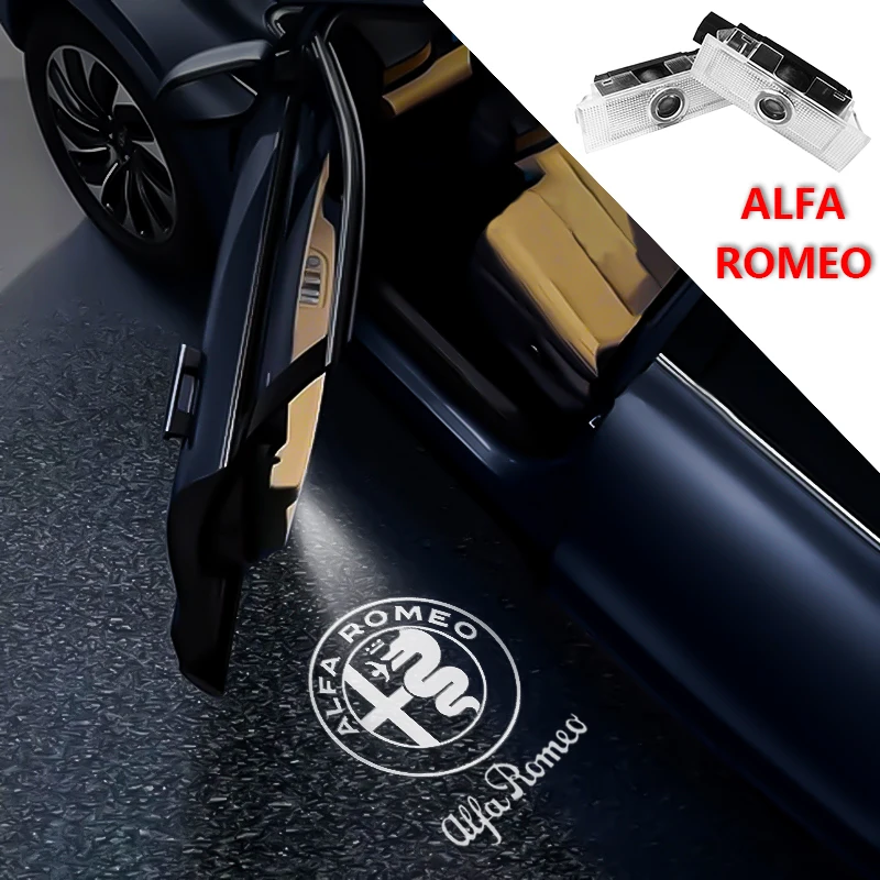 Autotür-Projektorlampen, 3D-Willkommens-Schattenlichter für Alfa Romeo Giulia Stelvio Giulietta 156 159 147 Mito Tonale Brera Disco