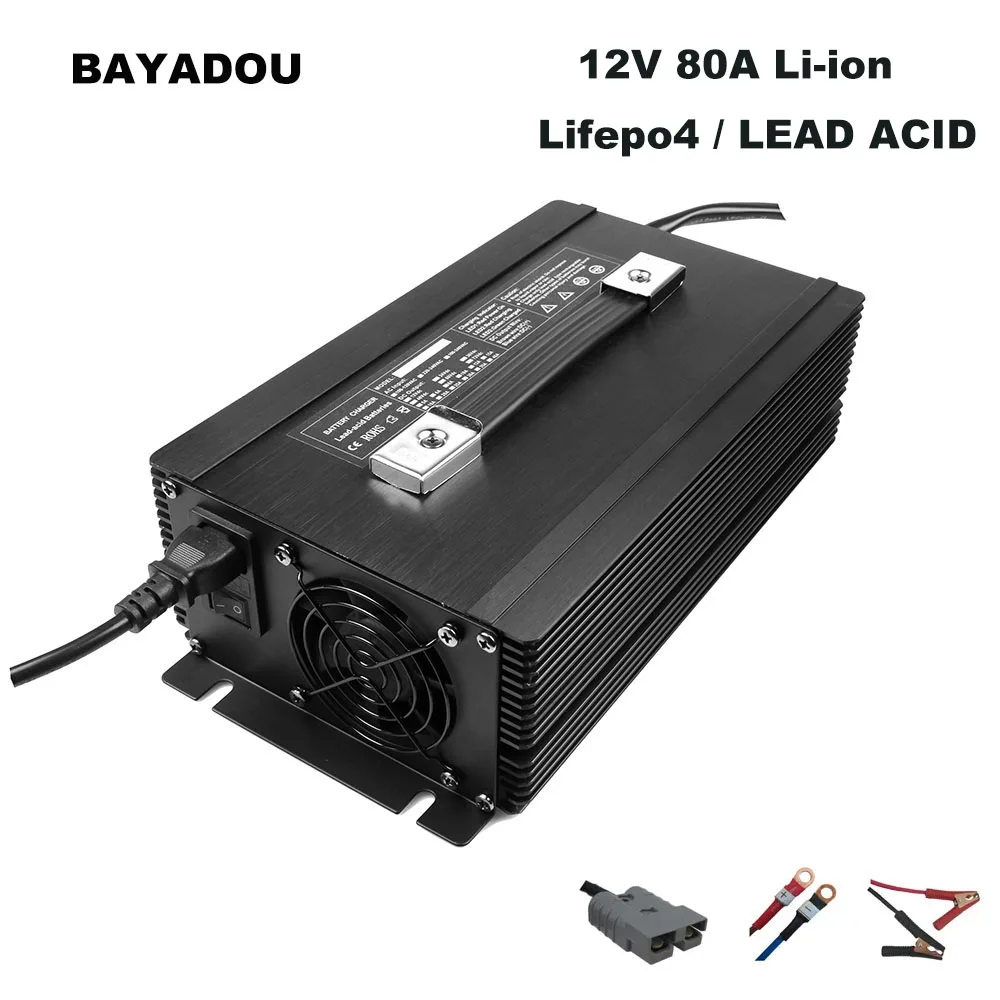 

1500W 14.6V 80A Lifepo4 Fast Charger 12V 12.6V 3S 16.8V Li-ion 12Volt 80A Lead Acid Energy Storage RV UPS Boat Battery Charger