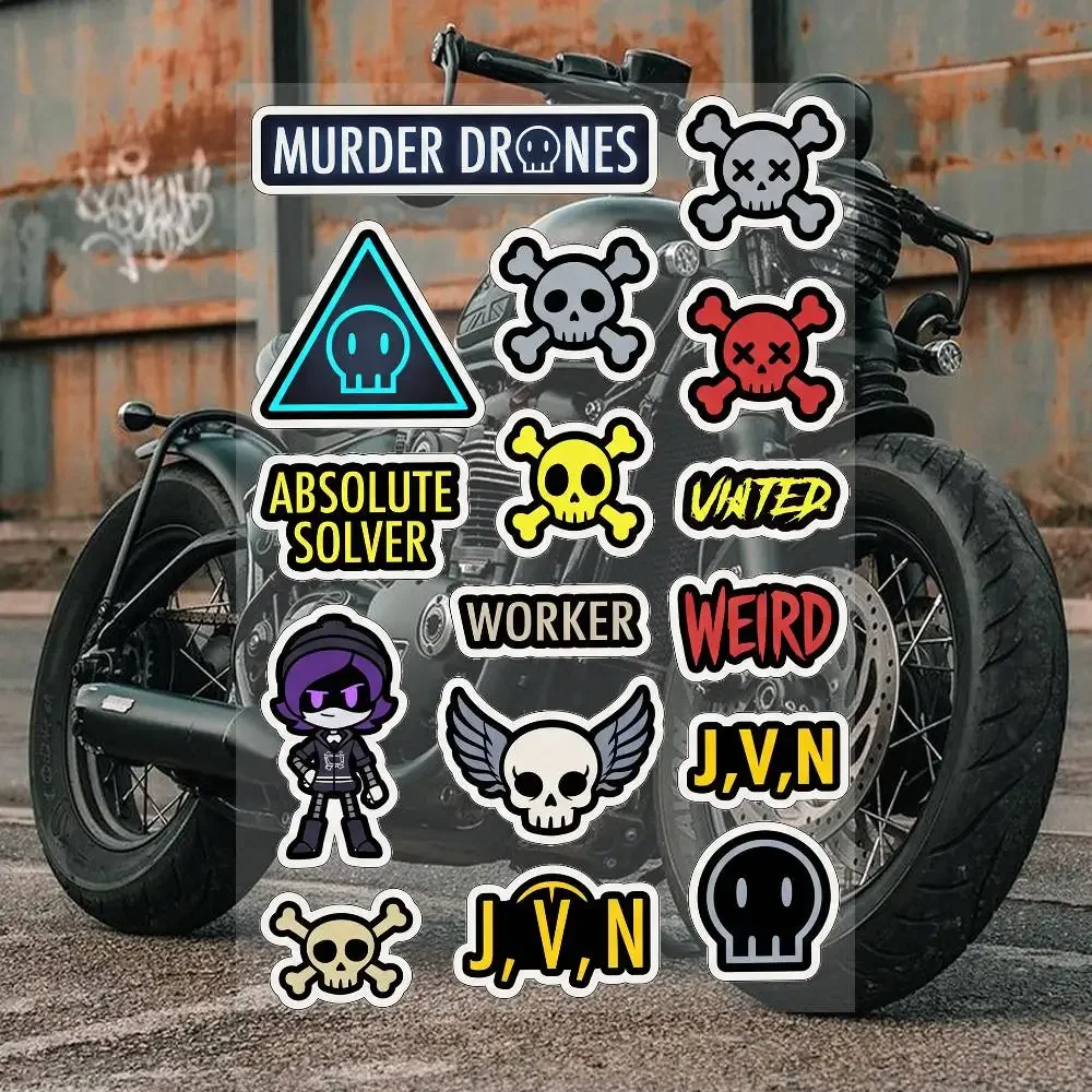 M-Murder D-Drones Whitepaper Game  Motorcycle Reflective Stickers Waterproof Decals for Helmet Scooter Fuel Tank Toolbox Racing