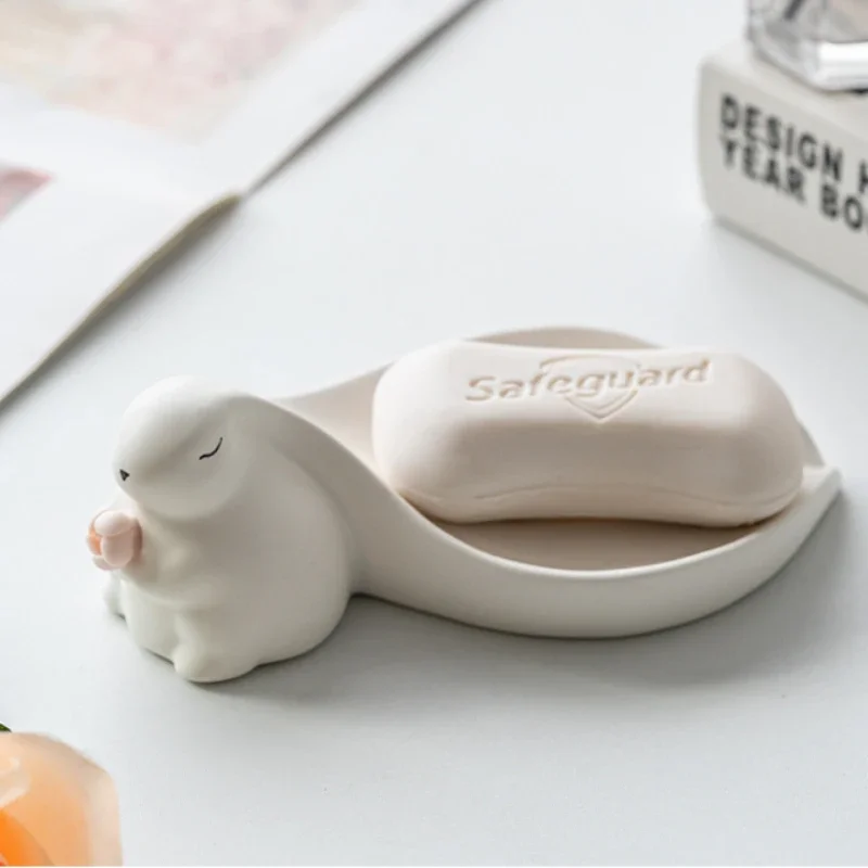 White Rabbit Soap Box Decoration No soap provided Bathroom storage supplies kitchen toilet sink  home decoration Drain soap dish