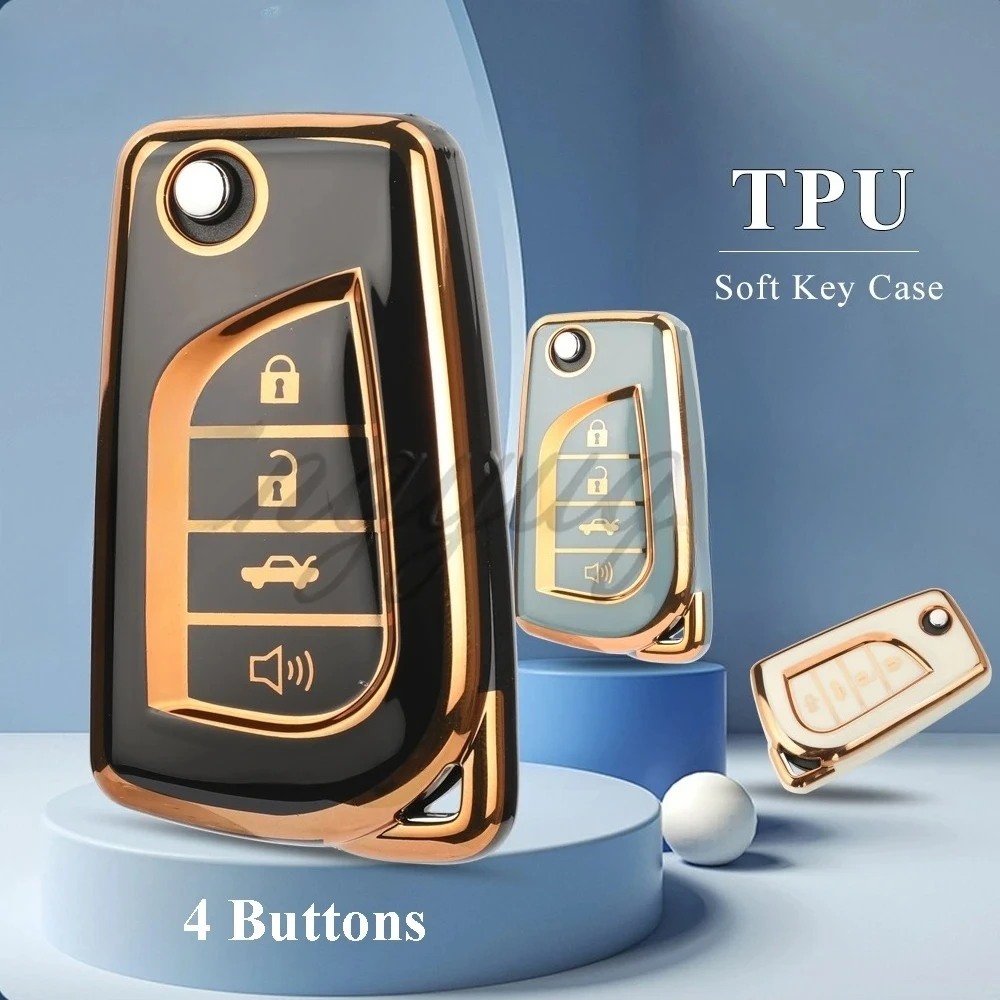 

Чехол из ТПУ с 4 кнопками, чехол для дистанционного ключа автомобиля для Toyota Hilux Corolla Avensis Prado Fortuner RAV4 CHR Camry, аксессуары