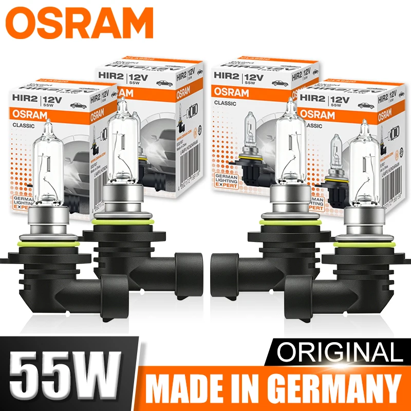 OSRAM 9012 HIR2 CLASSIC Faro Halógeno 12V 55W PX22d 3200K Bombilla Original para Coche Luz Automotriz Estándar Luz Alta/Baja 2/4/6/10 unidades