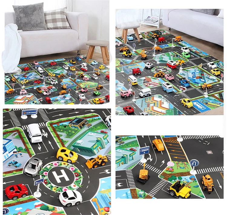 City Rug Kids Toys Games Road Mat Children Traffic Car Map Boy Girls Educational Toy Road Carpet Playmat for Baby Mats Cartoon