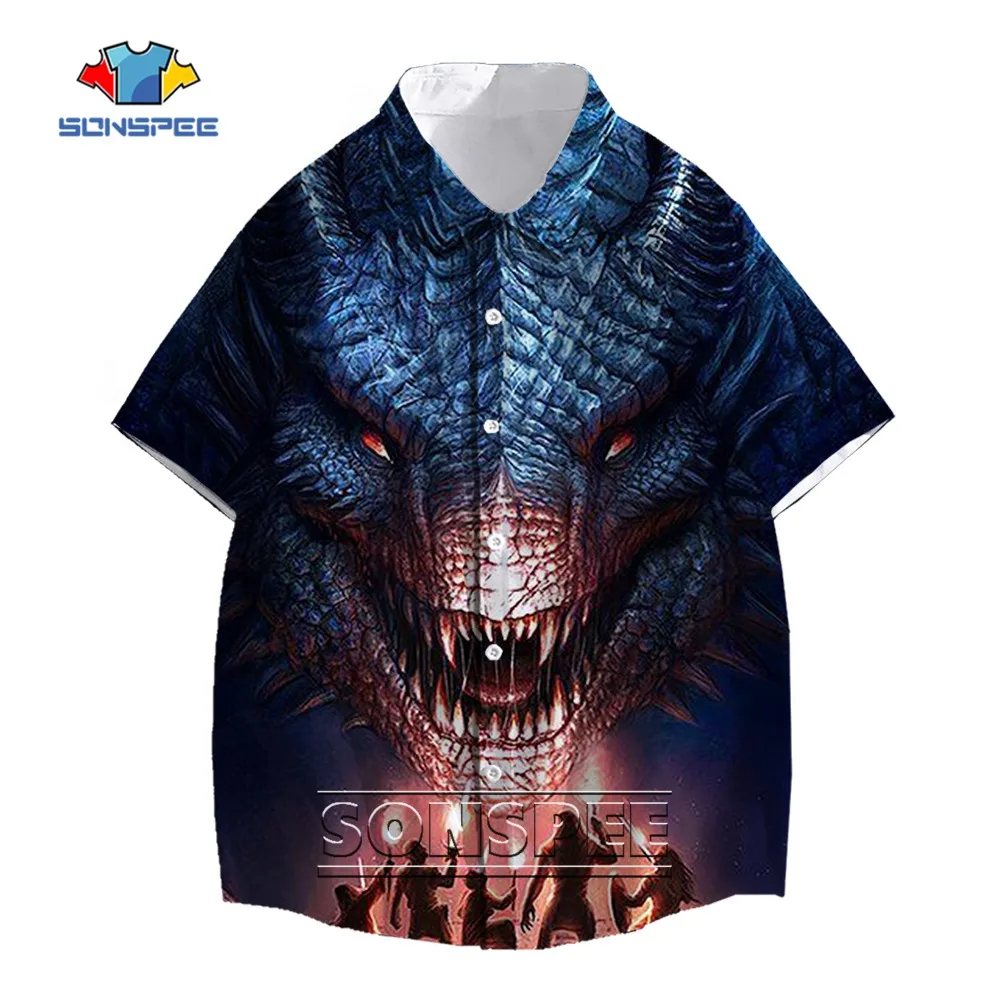 SONSPEE Bloody Basilisk 3D Printed Shirt Men Women Oversized Trend Clothing Horror Snake King Monster Short Sleeve Men's Top