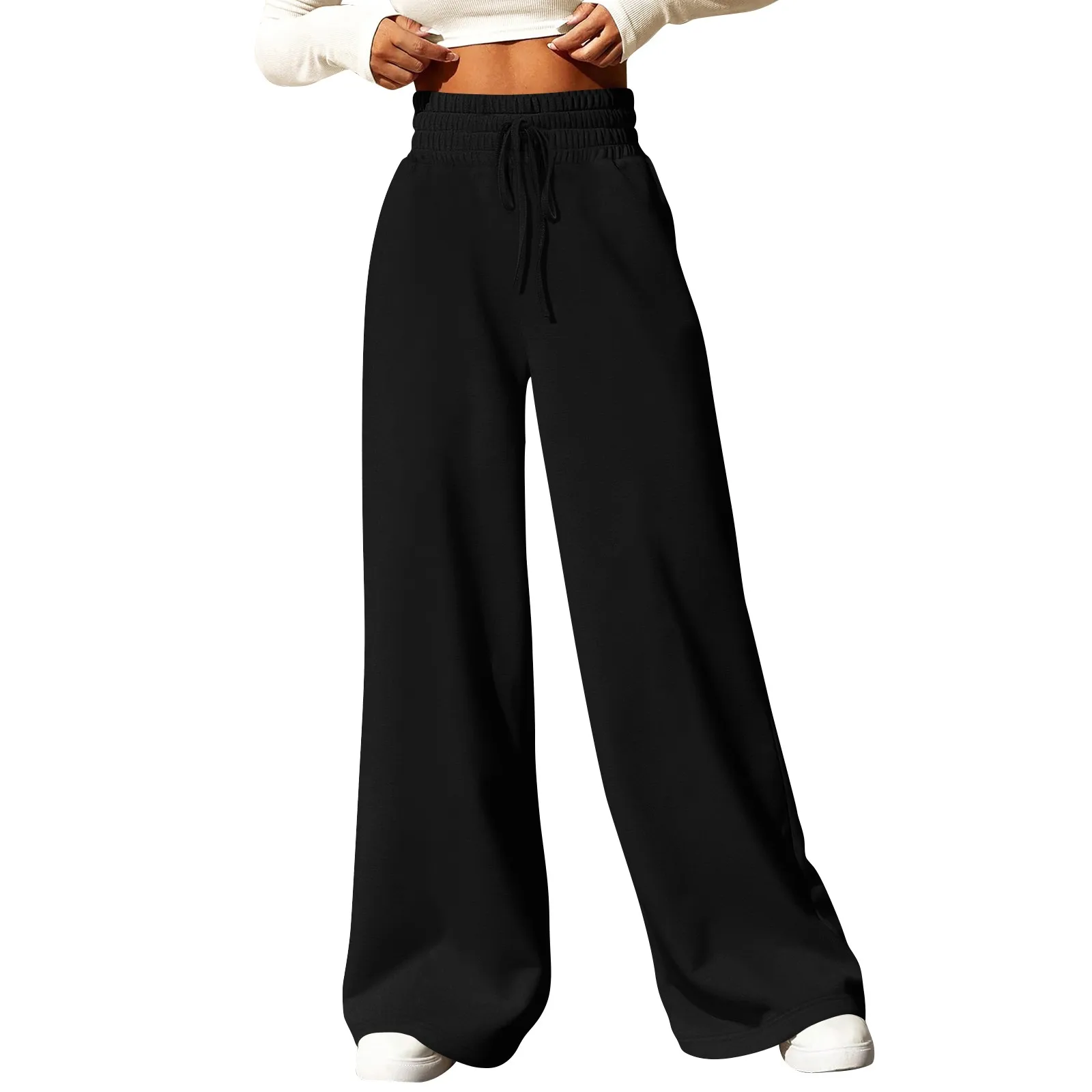 Womens Wide Leg Sweatpants Casual Loose Solid Color Pants Comfy  Joggers Baggy Sweatpants Pockets Pants for Women Women’s Pants