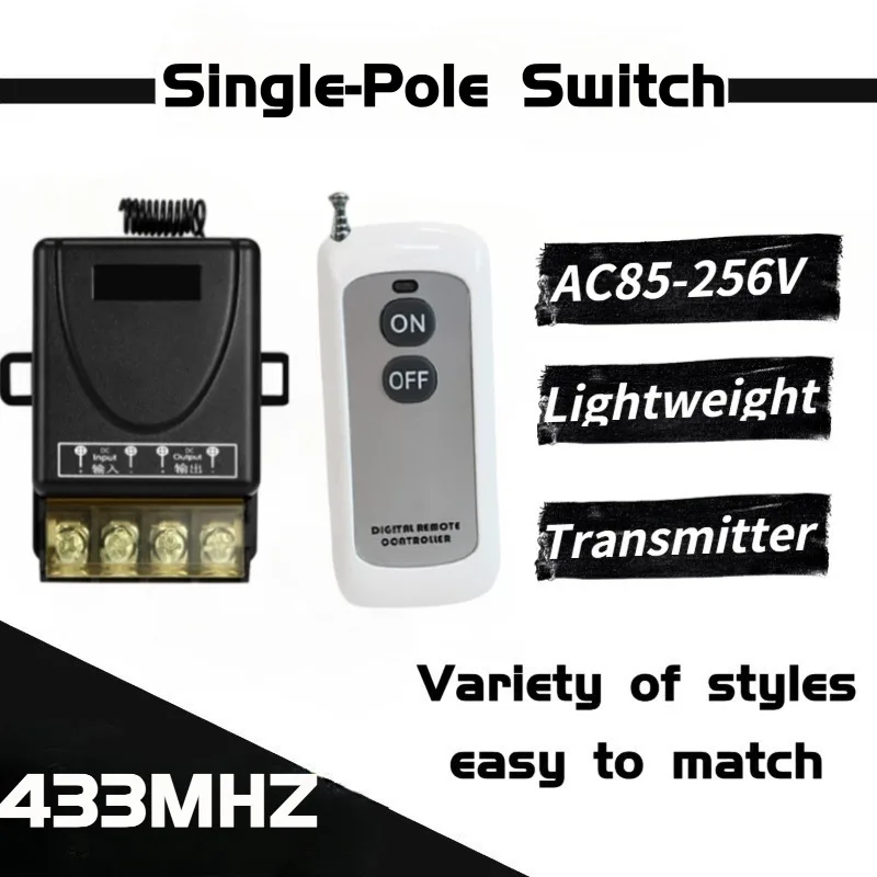 High-Power Wireless Remote Control Receiver Switch 433.92MHz AC 85-250V 110V 220V 30A Water Pump Garage Door Transmitter
