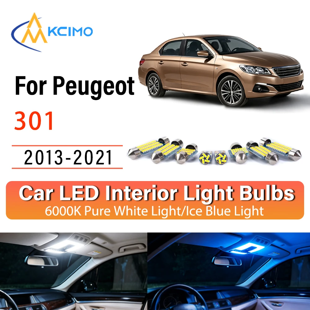 Премиальные уютные светодиодные светильники для салона Peugeot 301 2013-2021: надежные, с синим и белым светом, долговечные, простые в установке.