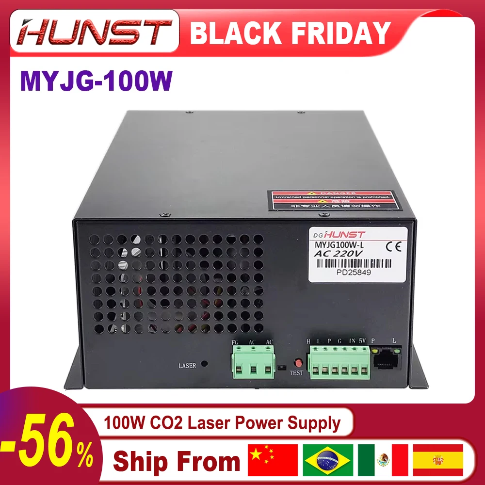 Hunst CO2 Laser Power Supply MYJG-100W for 80W-100W Laser Cutting and Engraving Machine